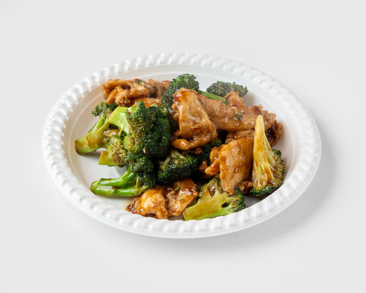 Chicken and Broccoli at May Luck Garden, Chinese Restaurant in Woodside